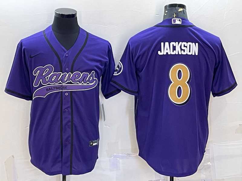 Mens Baltimore Ravens #8 Lamar Jackson Black Gold With Patch Cool Base Stitched Baseball Jersey->baltimore ravens->NFL Jersey